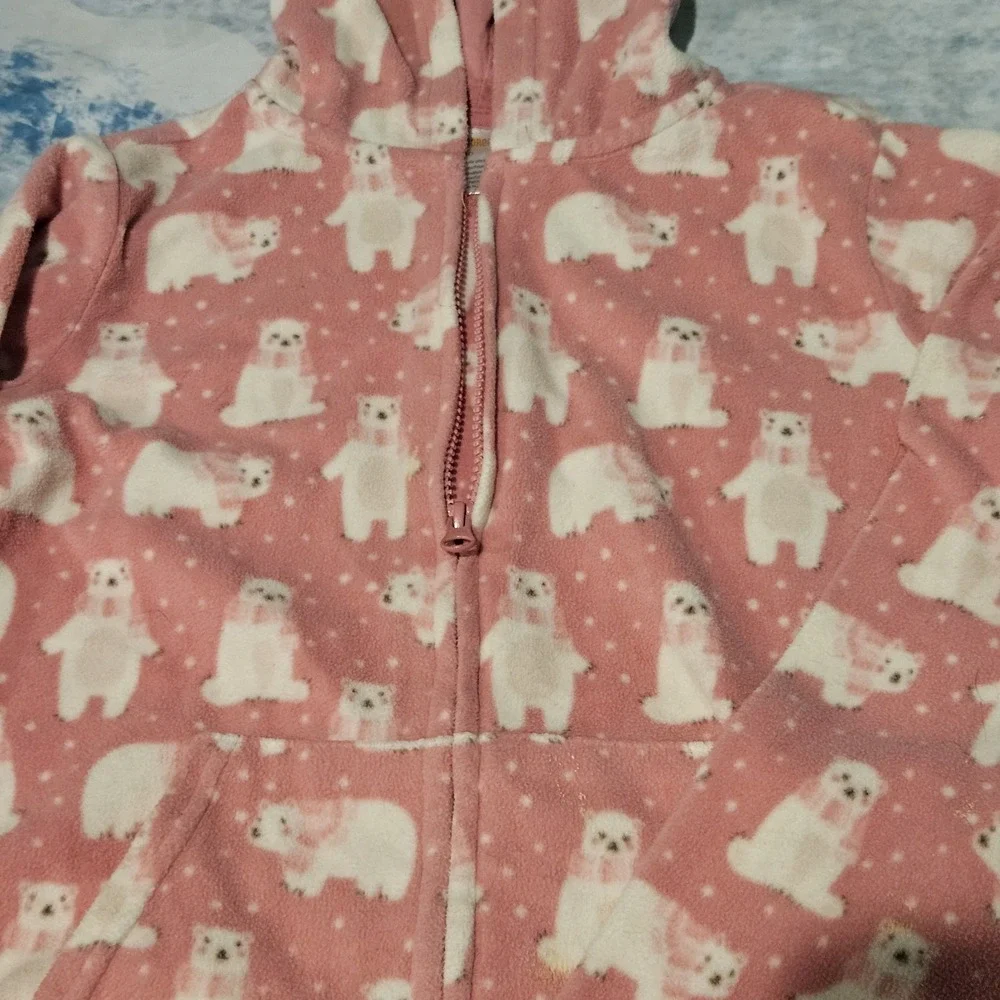 Gymboree Girls Polar Bear Fleece Hoodie Jacket Size 10 Pink Full Zip Winter
